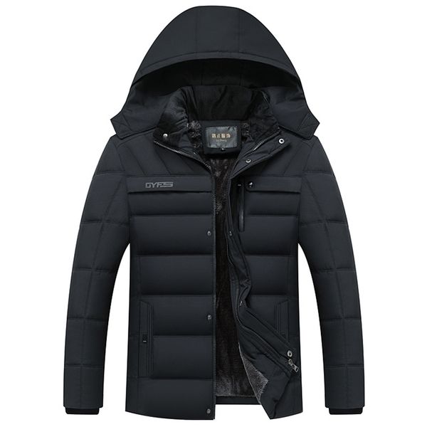 

mens down parkas fashion fleece hooded winter coat men thick warm mens winter jacket windproof gift for father husband parka 220914, Black