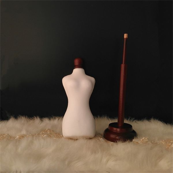 

1/4 brown jewellery female half body sewing mannequin display profissional scale teaching tailor wood manikin disk base can pin e025, Khaki