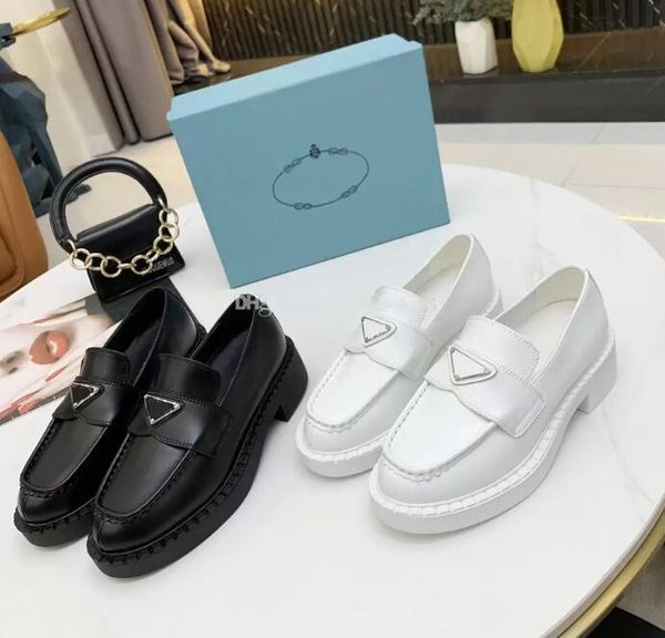 

designer luxury dress shoes short boots ladies chocolate brushed leather shoes loafers monolith triangle logo black shoe increase platform s