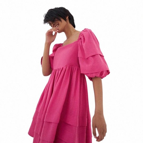 

casual dresses muiches square collar puff sleeve mini dress woman backless ruffles young style sweet 2021 fashion holiday n4ty#, Black;gray