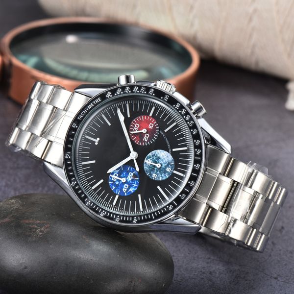 

omeg wrist watches for men 2022 new mens watches all dial work quartz watch luxury brand chronograph clock men fashion mm02, Slivery;golden