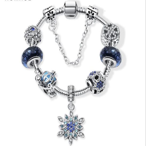 

charm beads fit for pandora jewelry 925 silver bracelets snowflake pendant bangle blue sky pumpkin cart charms diy jewelry with gi250c, Golden;silver