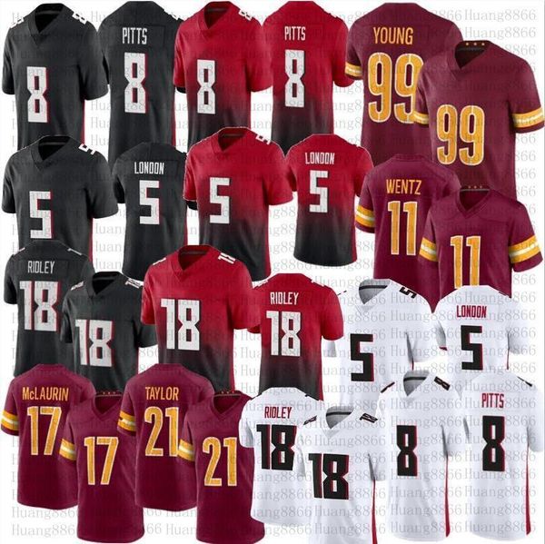 

jersey men stitched 5 drake london commanders 11 carson wentz 17 terry mclaurin football 99 chase young commander sean taylor 8 kyle pitts, Black;red