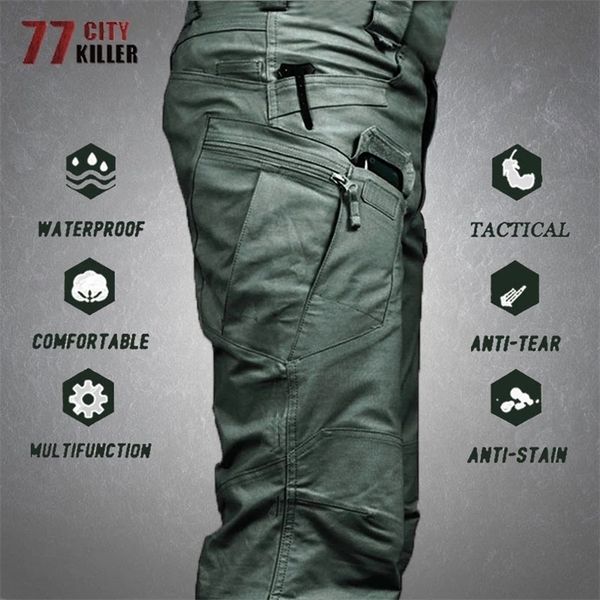 

mens pants tactical cargo pants men outdoor waterproof swat combat military camouflage trousers casual multi pocket pants male work joggers, Black