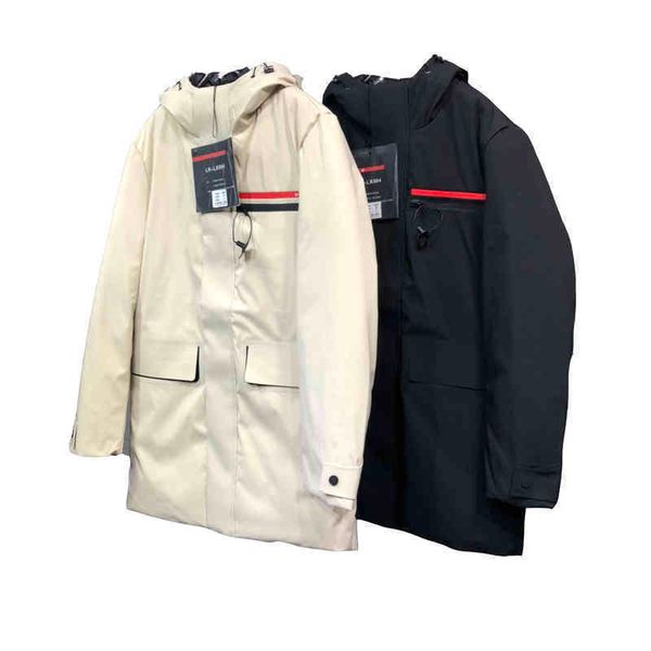 

mens long down jacket canada north winter coat solid color hooded jackets for men reflective letters on the back business parker, Black