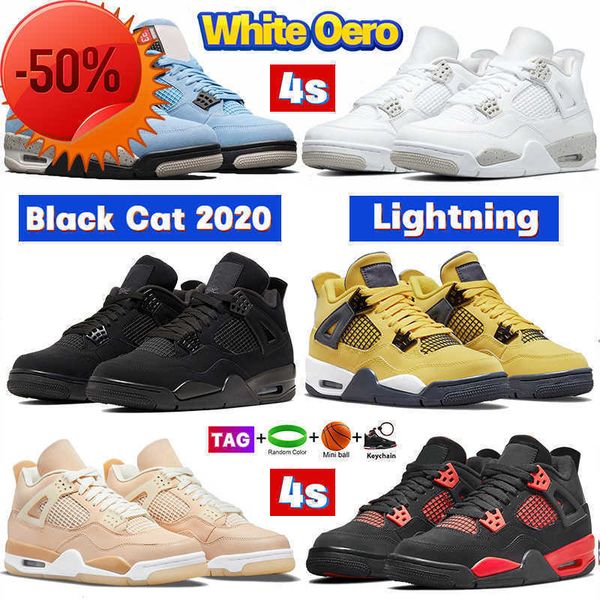 

2022 high 4s 4 basketball shoes university blue white oero black cat lightning shimmer bred pure money red thunder metallic purple mens
