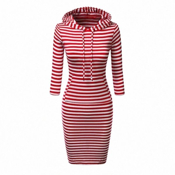 

casual dresses fashion women autumn winter warm dress hooded simple stripes thin long hoodies vestidos sweatshirt e1y5#, Black;gray