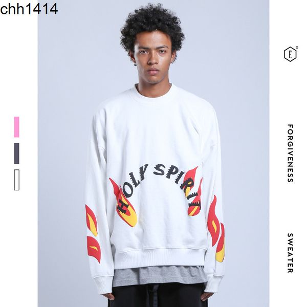 

menswear 2021 trendy kanye's same rap flame foam printed sweater, Black