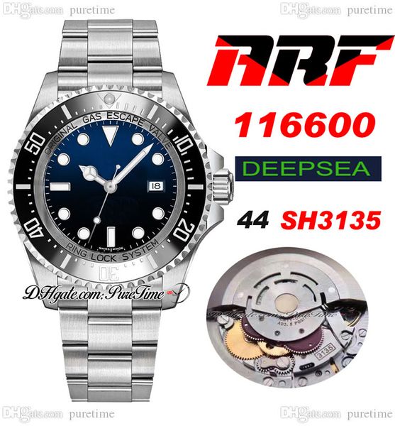 

arf v2 sea deep sh3135 automatic mens watch 44 black ceramic bezel d-blue dial 904l steel case and oystersteel bracelet super edition same s, Slivery;brown