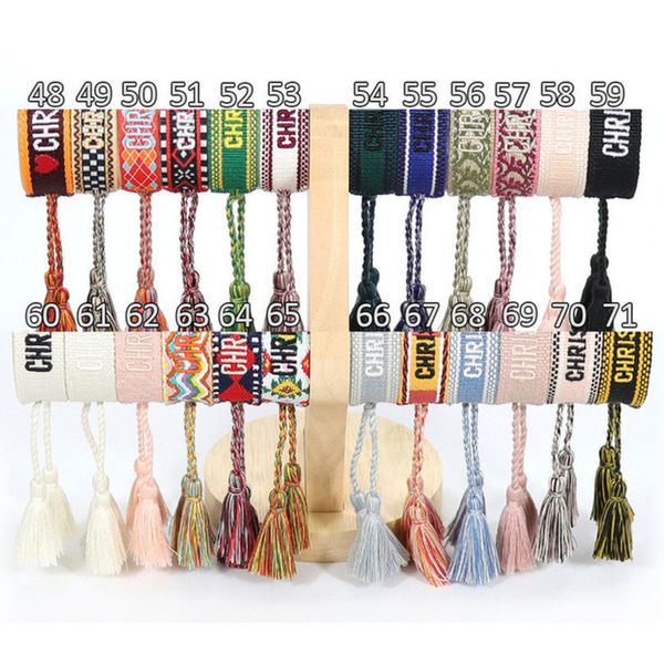 

brand fashion classic bangles bracelets luxury women men handmade signature embroidered woven tassel adjustable bracelet jewelry friendship, Black