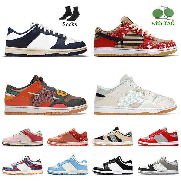 

designer fashion sneakers dunks low running shoes 2022 vintage navy cactus jack scrap archeo brown sea glass black paisley women mens