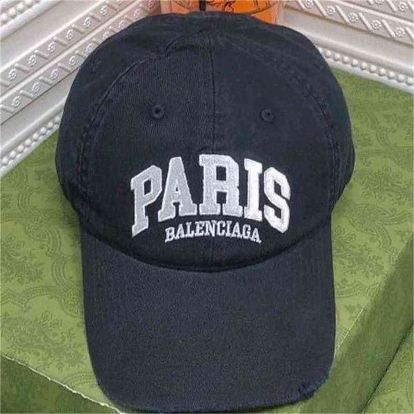 

designer ball paris caps balencaig pop paris 2022 made old edging soft baseball cap embroidered duck tongue cap han faner couple trendsetter, Blue;gray