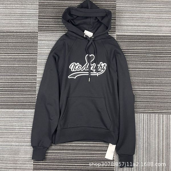 

2022 letter embroidery hooded fashion versatile sweater for men and women, Black