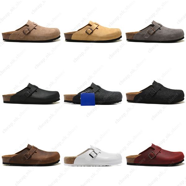 

sandals slippers naturals beach sliders casual shoes soft leather grey felt hombres mujeres outdoor indoor woody buckle strap designe, Black