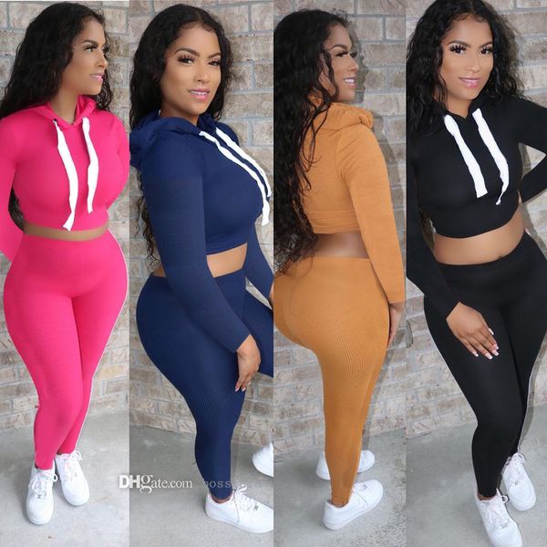 

womens hooded tracksuits new 2022 autumn winter solid long sleeve sportwear high elastic pit strip casual outfits, Gray