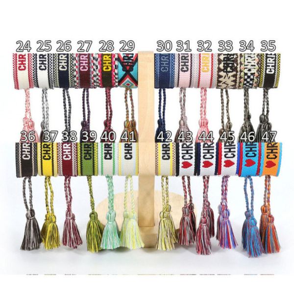 

classic brand fashion embroidery bracelets luxury women men bangles friendship charm bracelet woven adjustable tassel vintage couple braided, Golden;silver