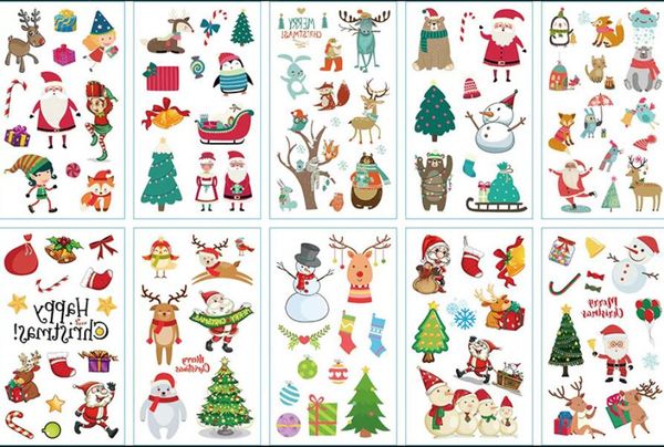 

2022 new toy waterproof children's christmas tattoo stickers festive party atmosphere cartoon elk cute tattoo