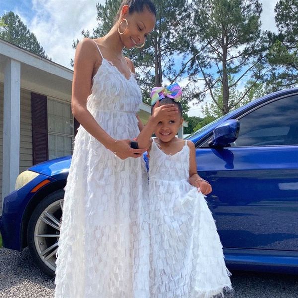 

family matching outfits family matching outfits mother and daughter dress chiffon feather printed backless sleeveless dress for woman girls, Blue