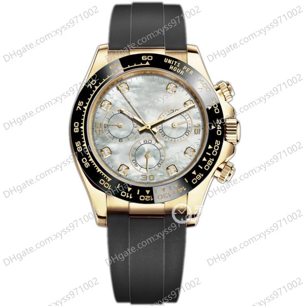 

mens watch 2813 automatic mechanical m116518ln-0045 watch 40mm white dial natural rubber strap no chronograph gold stainless steel m116518 c, Slivery;brown