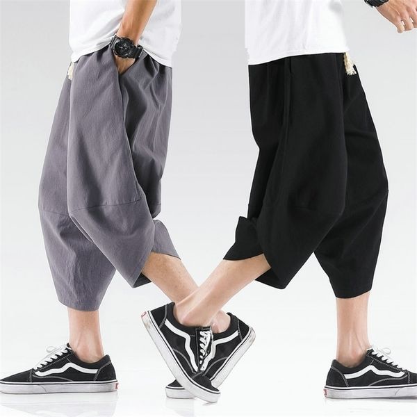 

men's pants summer mens cross streetwear harem male loose chinese style men casual fashionable large size 5xl 220914, Black