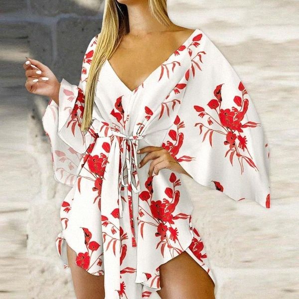 

casual dresses women vintage bohemian dress beach floral v neck sundress long-sleeved loose irregular vestidos mujer verano 2021 w4sc#, Black;gray