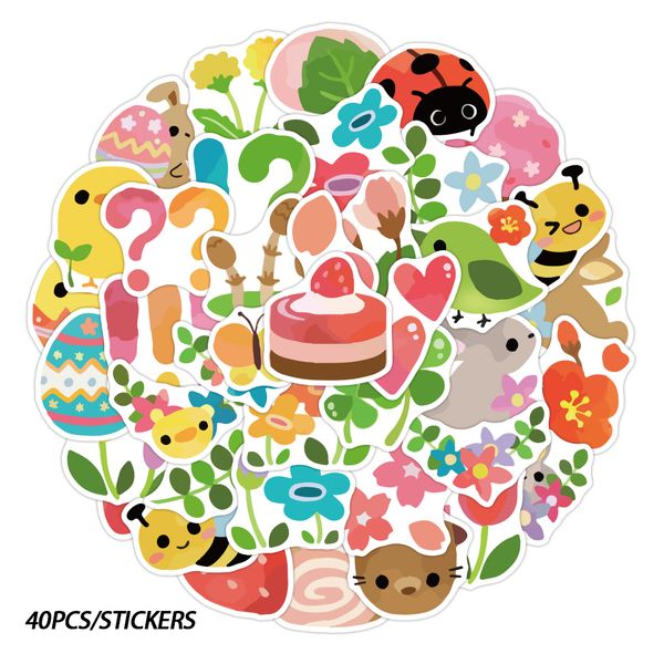 

40 pcs kawai stickers aesthetics for lapluggage notebook phone case kids toys fridge car sticker waterproof
