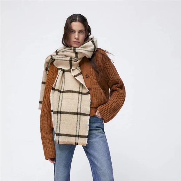 

scarves winter scarf women cashmere warm pashmina beige plaid foulard female wraps thick soft bufanda tassels shawl long stole 220914, Blue;gray