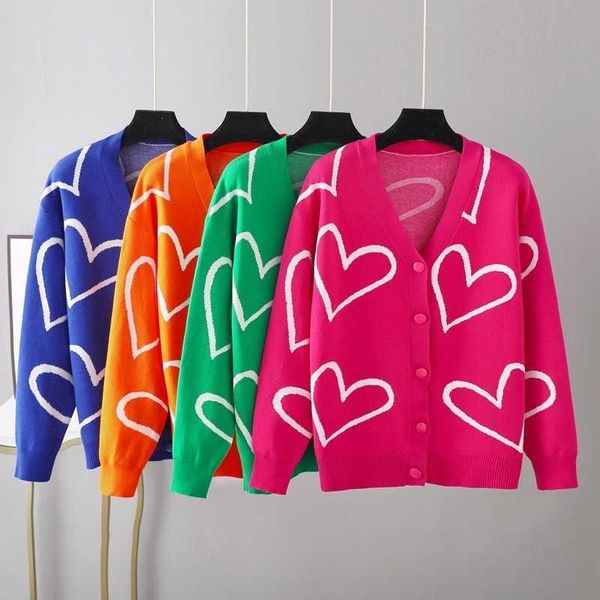 

2022 fall and winter women sweater love short cardigan jacket fashion designer coat, White