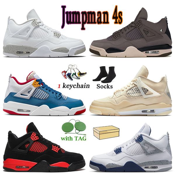

2022 women mens jumpman 4 4s basketball shoes a ma maniere messy room red thunder sail white oreo midnight navy military black cat cactus ja