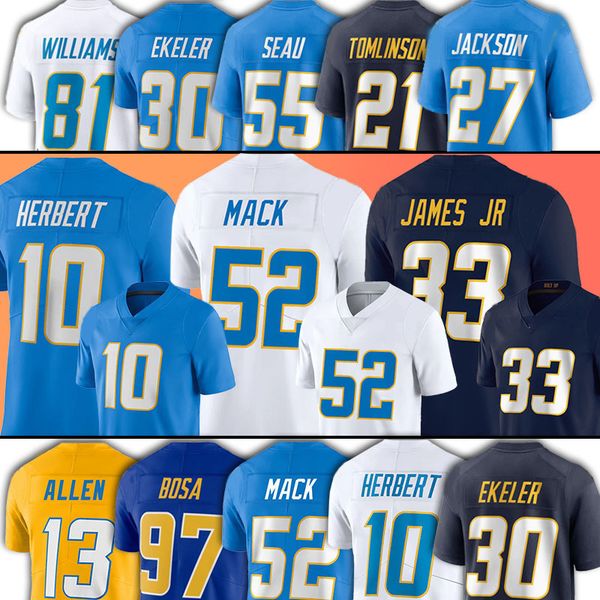 

jersey khalil mack 10 justin herbert football''nfl''jersey los angeles''chargers''99 joey bosa derwi, Black;red