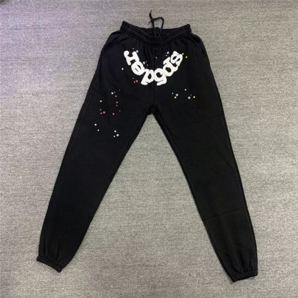 

men039s pants foaming printing sp5der angel number sweatpants spider web joggers drawstring trousers2834735, Black