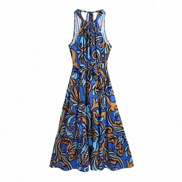 

casual dresses blsqr fashion floral print midi dress women 2021 summer halter sleeveless female vestido feminino y925#, Black;gray