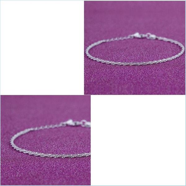

anklets sier plated charm anklets 2mm width flowers copper foot jewelry ornaments women fashion delicate bracelet 2 1ys m2 drop deliv dh8mc, Red;blue