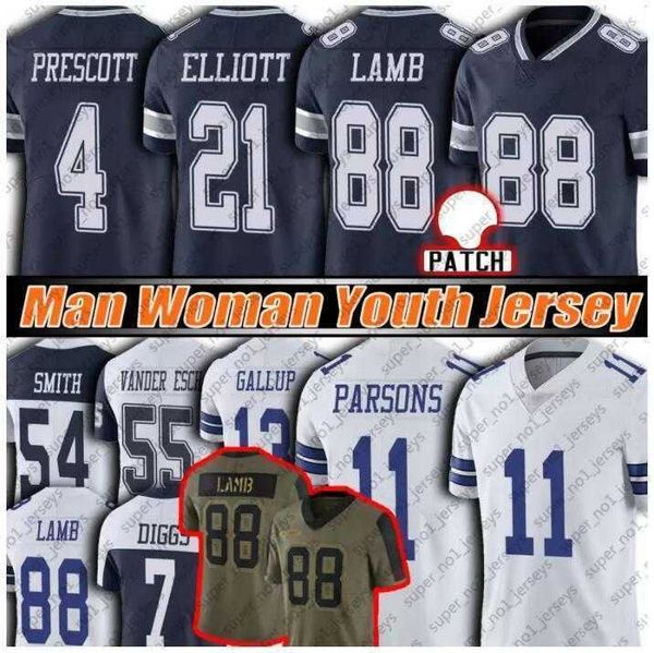 

custom mens womens youth ceedee lamb jersey tee sew dallas''cowboys''11 micah parsons trevon diggs dak prescott ezekiel, Black