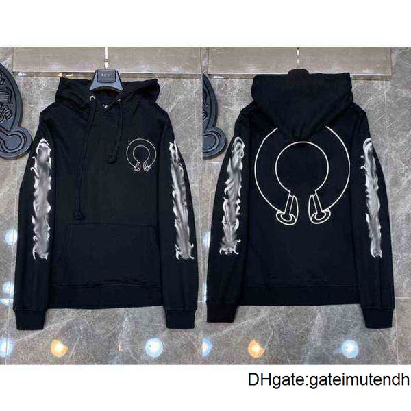 

mens classic fashion luxury zipper ch hoodies designer sweatshirts horseshoe sanskrit cross print pullover hooded sweater woman oiub, Black