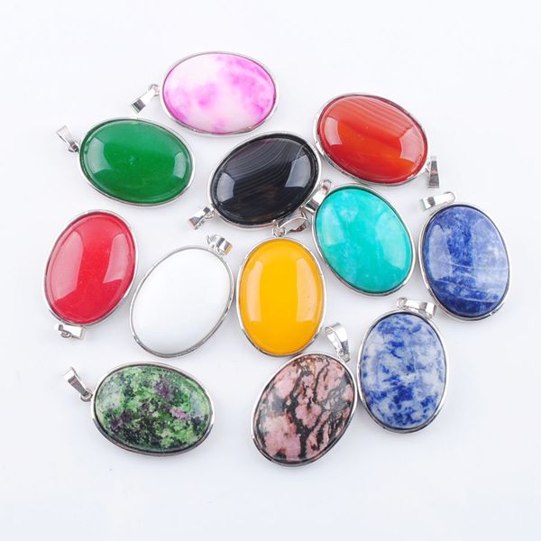 

natural stone pendant oval beads reiki healing shape pendulum pendants for necklace making fashion bn377, Silver