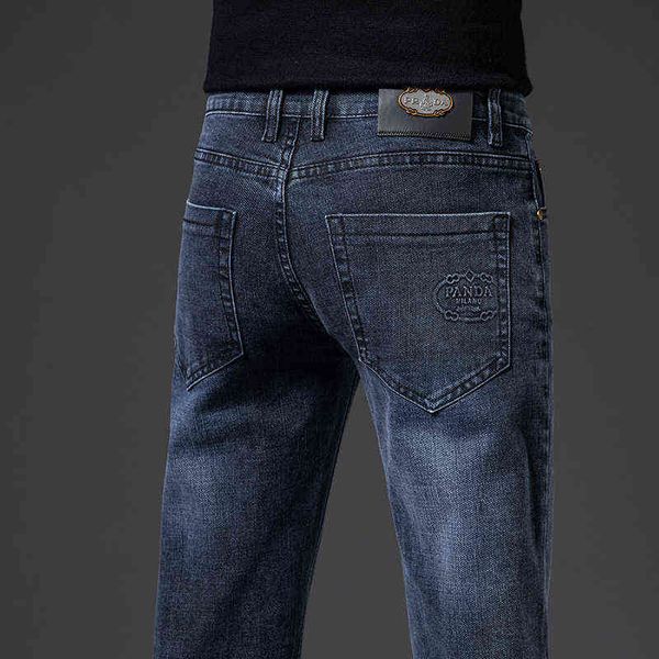 

jeans men's autumn and winter middle aged straight tube loose busin casual pants dad's large size spring, Blue