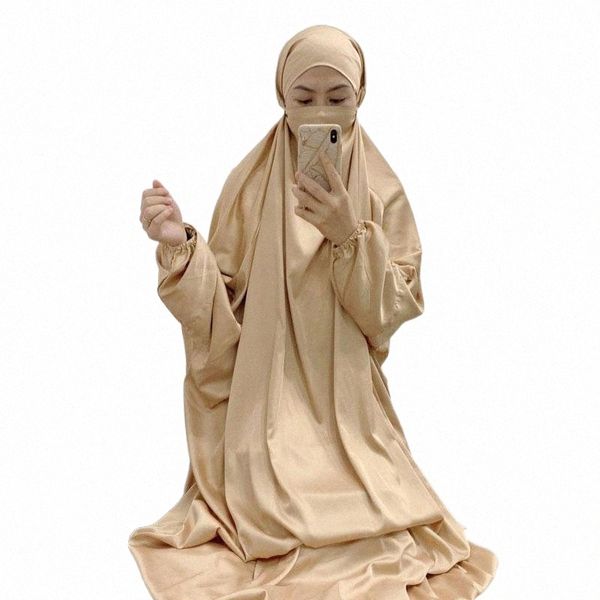 

ethnic clothing satin prayer dress women batwing jilbab long khimar hooded hijab dresses ramadan islam dubai full cover muslim abaya kaftan, Red