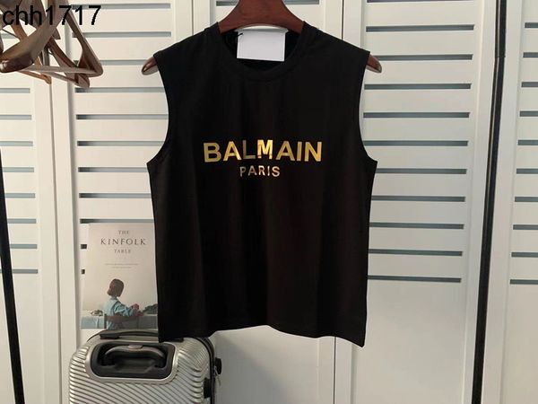 

spring and summer new barman cotton loose pullover letter vest sleeveless, White