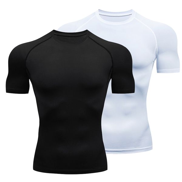 

runningrunning t shirts men's running compression tshirts quick dry soccer jersey fitness tight gym sport short sleeve shirt breath..., Black;blue