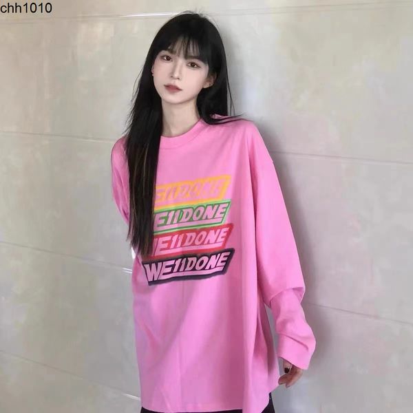 

we11done korean early autumn long sleeve undercoat flocked letter printing star style couple pullover, Black