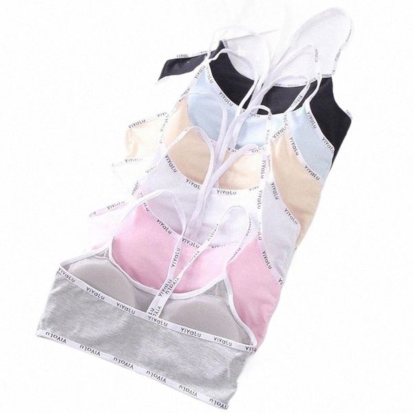 

bras big girls student training wireless light padded sports cropped cami for teens underwear bra vest teenager undercloth s3zi#, Red;black