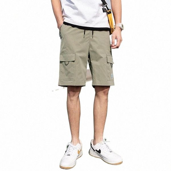 

men's shorts big pocket summer 2021 cotton fit casual sweatpants male solid black armygreen boardshorts homme brand clothing 4xl m5wd#, White;black