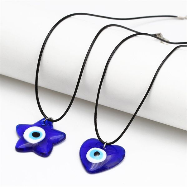

vintage turkish evil eye heart star pendant choker necklace lucky blue eyes clavicle chain necklace party jewelry for women girls gift, Silver