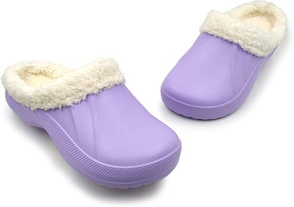 

winter warm plush slippers classic home outdoor lined clogs purple, Black