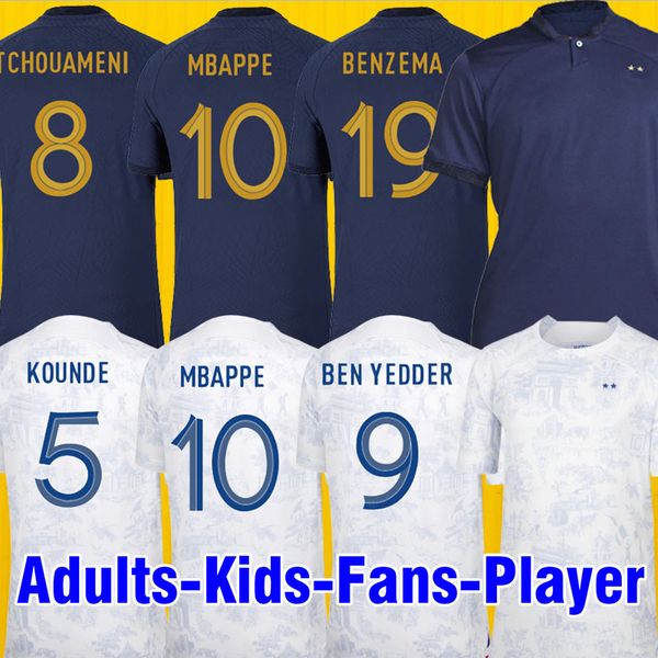 

2022 french club soccer jersey benzema mbappe griezmann jersey world cup frances pogba giroud kante maillot de foot maillots kids kit men fo, Black;yellow