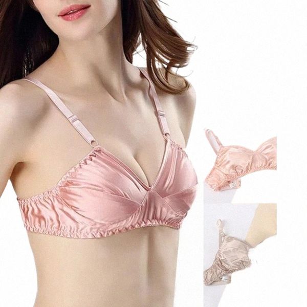 

100% silk bras for women ultra-thin soft underwear female wireless breathable comfortable push up women's lingerie 2021 x2od#, Red;black