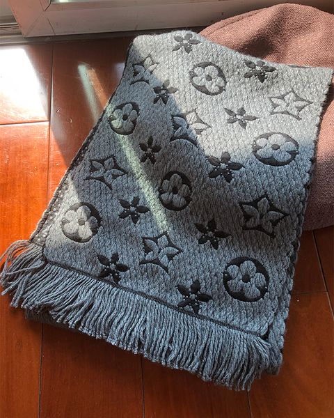 

luxury brand women's cashmere scarf winter long design shawls floral scarves for ladies, Blue;gray