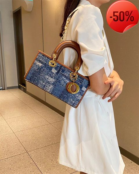 

designer bags denim jacquard female 2022 new fashion niche light luxury princess diana versatile one shoulder crossbody trend