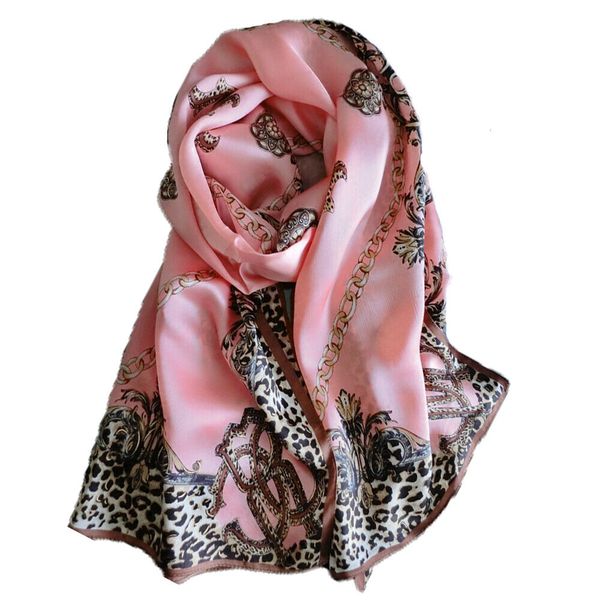 

women's 100 silk scarf long leopard shawl wraps party outdooor cape pink, Blue;gray